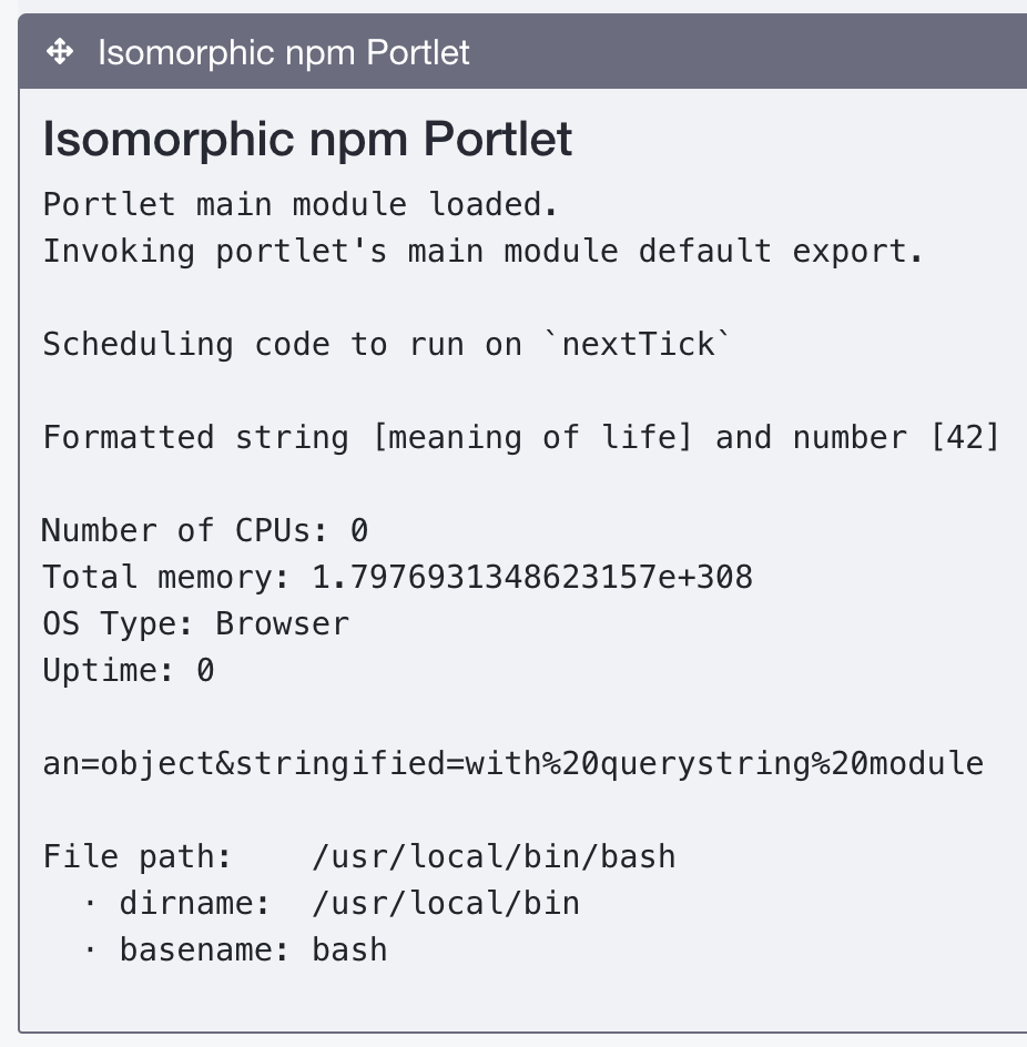 Figure 1: This sample portlet displays the results of running code designed for the server in the browser.