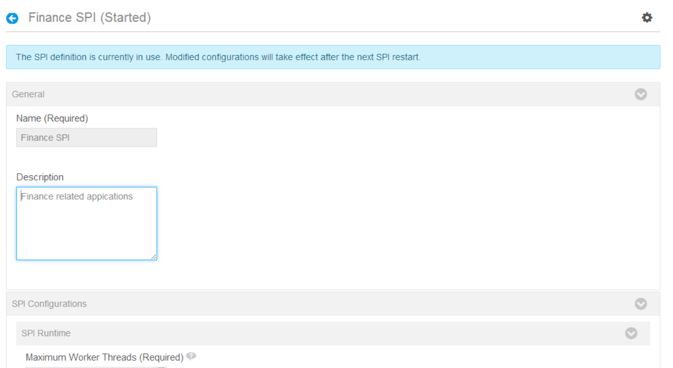 Figure 2.13: SPI configuration modifications only take affect after the SPI has been restarted.