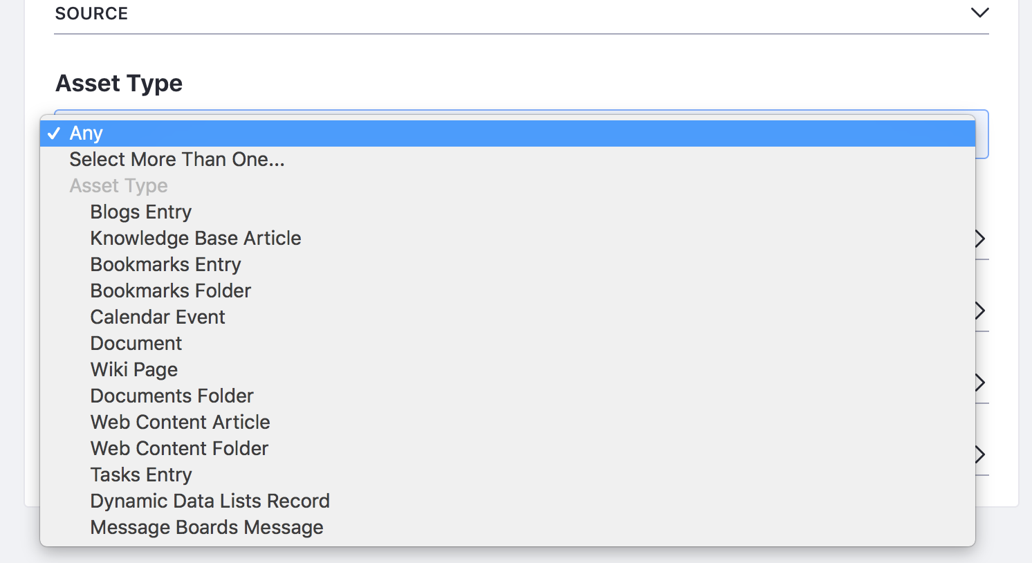 Figure 2: Related Assets applications can be configured to display specific content.