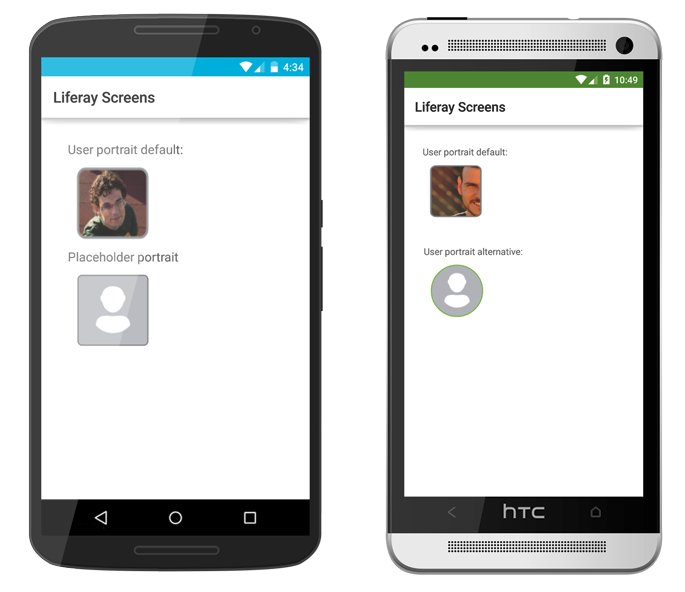 The User Portrait Screenlet using the Default (left) and Material (right) Views.