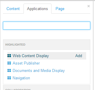Figure 2.21: Adding the Web Content Display Portlet.