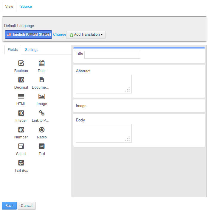 Figure 3.2: The structure editor gives you many options to customize your Web Content.