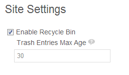 Figure 4.13: The Recycle Bin offers several configurable options for your site.