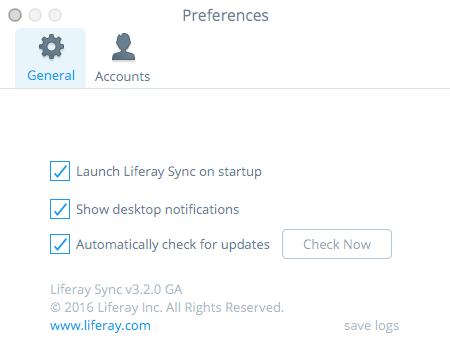 Figure 5.25: The Preferences menus General tab contains settings for Syncs general behavior.