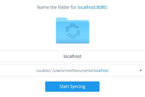 Figure 5.20: Specify your local Sync folders name and location.