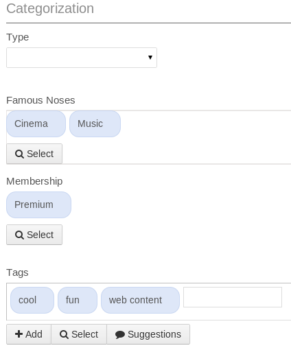 Figure 6.6: Vocabularies have their own widgets, making it easy to select available categories.