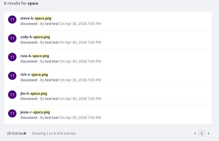 Figure 3: Results are displayed in the Search Results portlet.
