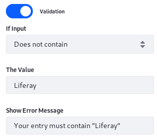 Figure 2: If Liferay isnt part of the fields value, an error message is displayed.