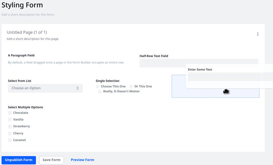 Figure 7: You can also move fields on form pages.