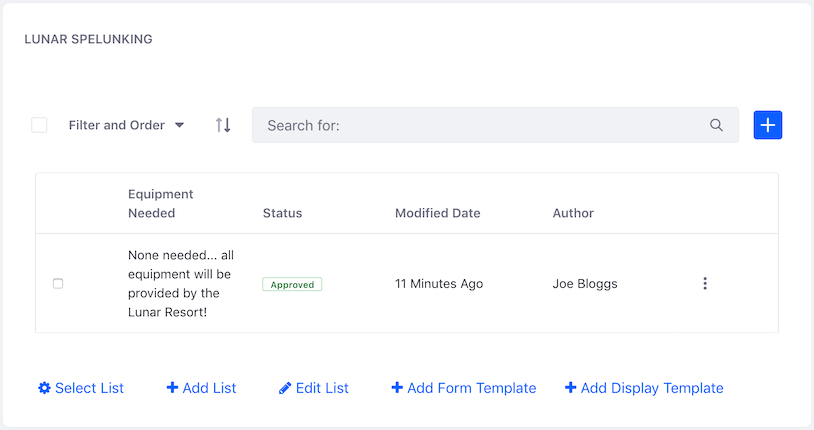 Figure 2: Dynamic Data Lists Display widget.
