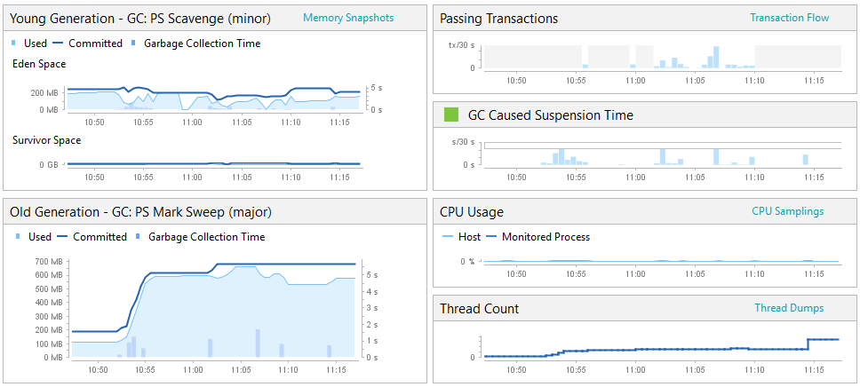 Figure 6: Garbage collection statistics at the beginning of the load test.