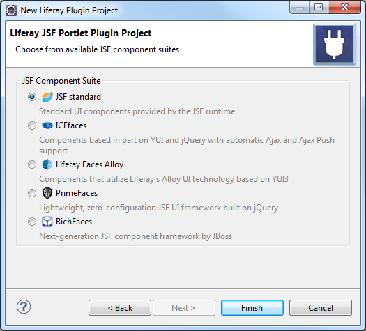 Figure 7: You can develop JSF 2.x portlets using several popular component suites.