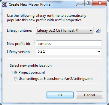 Figure 3: You can create new profiles in the New Plugin Project wizard.