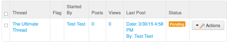 Figure 1: The Message Boards Admin portlet displays the workflow status of its entities.