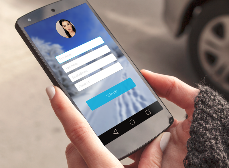 Figure 1: Heres an app that uses a Liferay Screens Sign Up Screenlet.