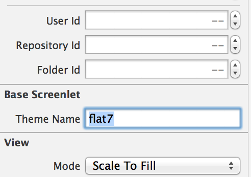 Figure 2: In Interface Builder, you specify a Screenlets Theme by entering its name in the Theme Name field; this sets the Screenlets themeName property.