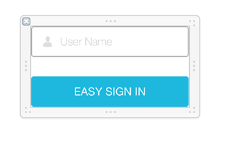 Figure 3: This Full Theme for the Login Screenlet, includes a text field for entering the user name, uses the UDID for the password, and adds a Sign In button with the same restorationIdentifier as the Default Theme.