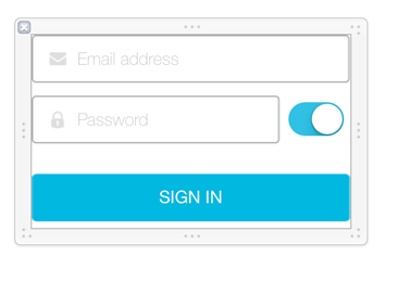 Figure 2: This example Extended Themes XIB file extends the Login Portlets UI and behavior with a switch that lets the user show or hide the password field value.