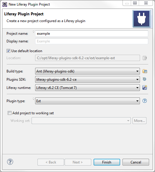 Figure 1: You can create an Ext plugin project with Liferay IDE.