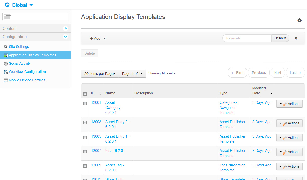 Figure 1: The Templates Importer allows users to import all kinds of structures and templates, such as these application display templates.