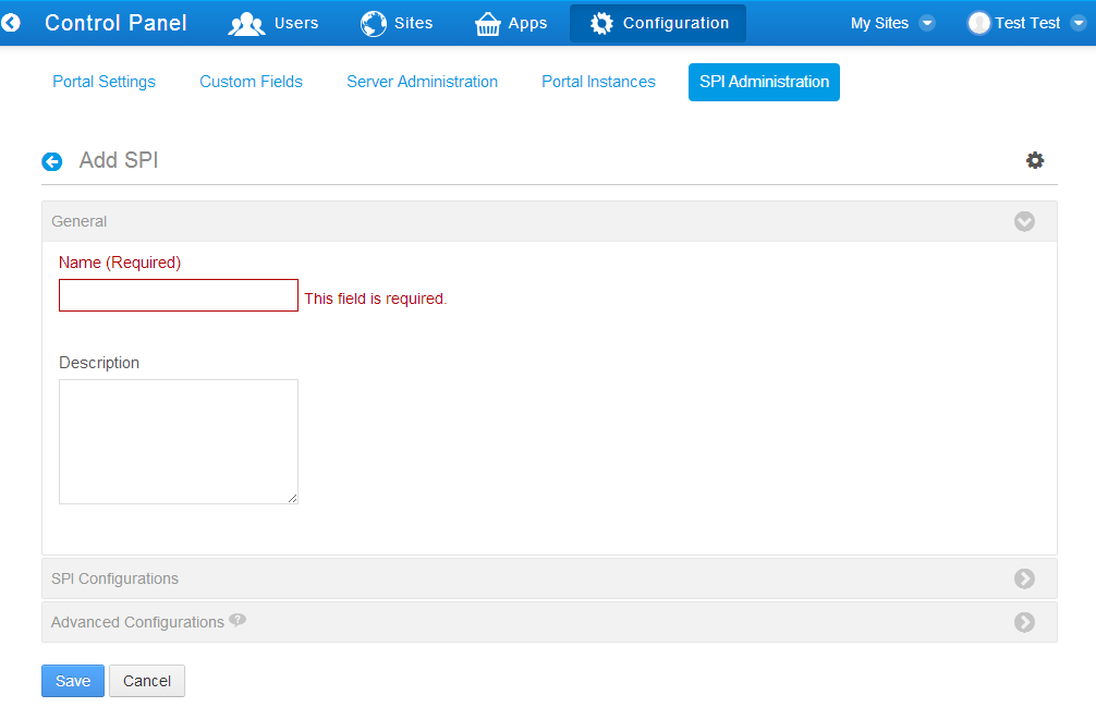 Figure 2.7: You can name your SPI, describe it, and configure it from the Add SPI panel.