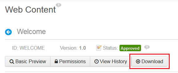 Figure 2.18: The Download button is only available for an article that has a structure and template.