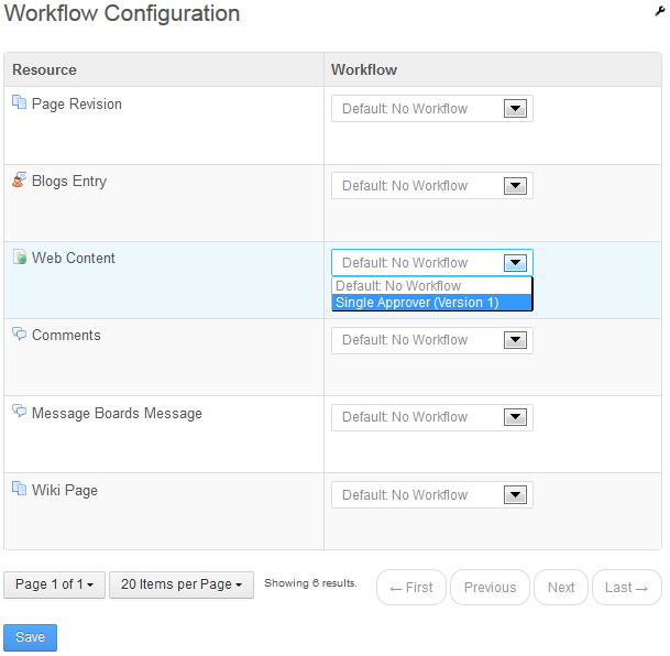 Figure 2.24: You can select the pre-made Single Approver workflow to experiment with workflow management.