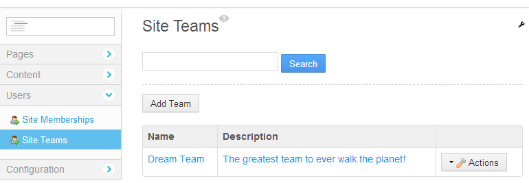 Figure 3.26: Creating teams within your site can foster teamwork and collaboration, as team permissions enable team members to access the same resources and perform the same types of tasks.