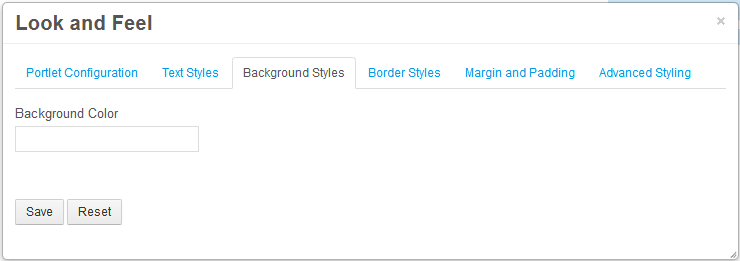 Figure 4.3: The Background Styles tab lets you specify the portlets background color.