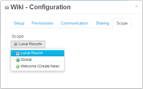 Figure 4.9: You can change the scope of your portlet by navigating to its Configuration menu.