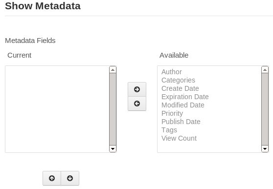 Figure 6.15: You can configure the Asset Publisher to display various kinds of metadata about the displayed assets.