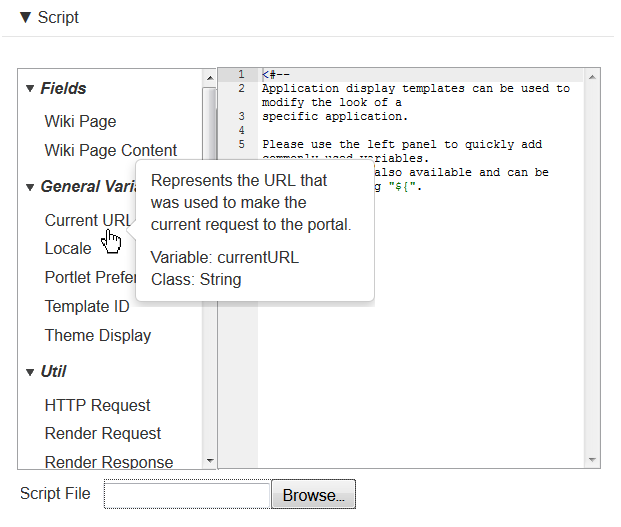 Figure 8.6: Liferay offers a versatile script editor to customize your ADT.