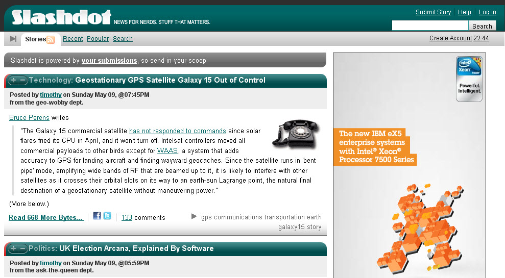 Figure 9.1: Slashdot was one of the first blogs on the Internet.