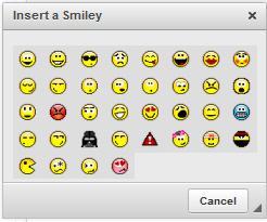 Figure 9.21: Liferays dynamic editor even includes a wide range of smiley faces!