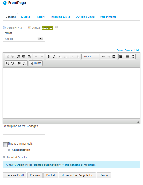 Figure 9.24: By clicking Edit, you can create/modify your wiki content.