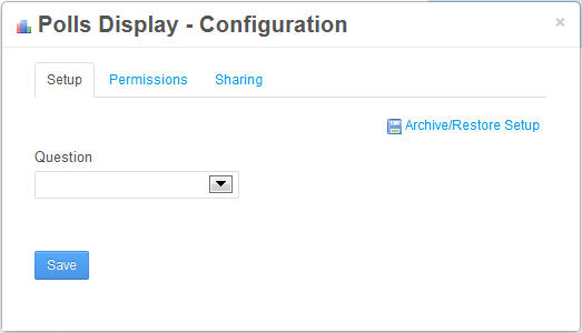 Figure 9.27: In the initial configuration of the Polls Display portlet, the Question field will remain blank until you select the appropriate poll question. 