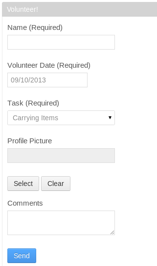 Figure 11.4: You can enter a new data record by clicking on Admin → Content from the Dockbar, clicking on Dynamic Data Lists, clicking on an existing list, and then clicking on the Add button next to the lists name. Alternatively, you can install the Dynamic Data List Form portlet, add it to a page, and configure it to allow users to submit new data records for a lists.