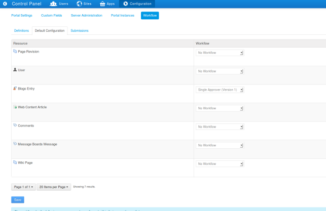 Figure 12.4: The Workflow Configuration Page