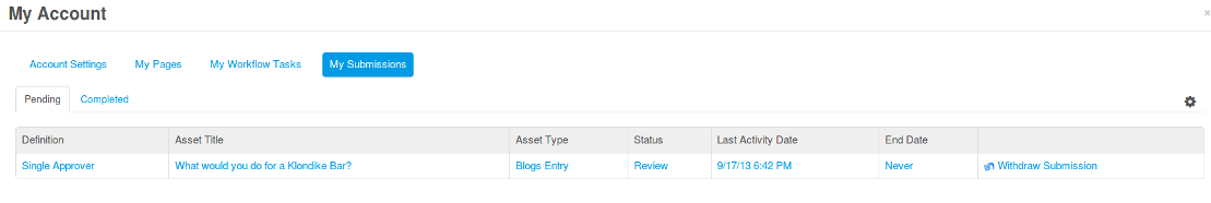 Figure 12.6: The My Submissions Page