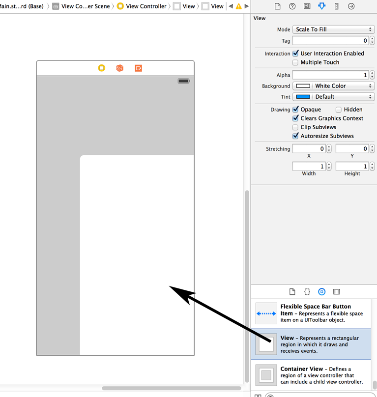 Figure 1: Add a new UIView to your project.