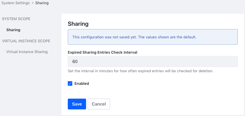 Figure 1: Configure sharing globally.