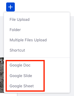 Figure 1: You can create new Google documents in Documents and Media.