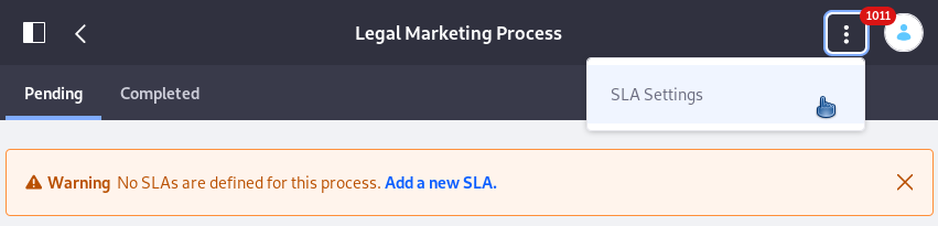 Figure 1: Add SLAs to a workflow definition from the Metrics application.