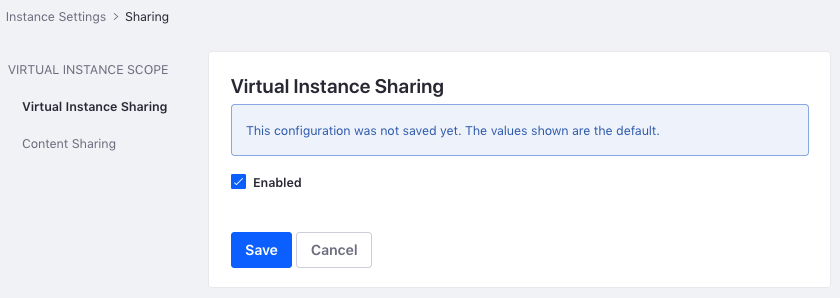Figure 2: You can enable or disable sharing for each instance.