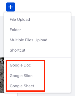 Figure 2: Select the type of Google document you want to create.