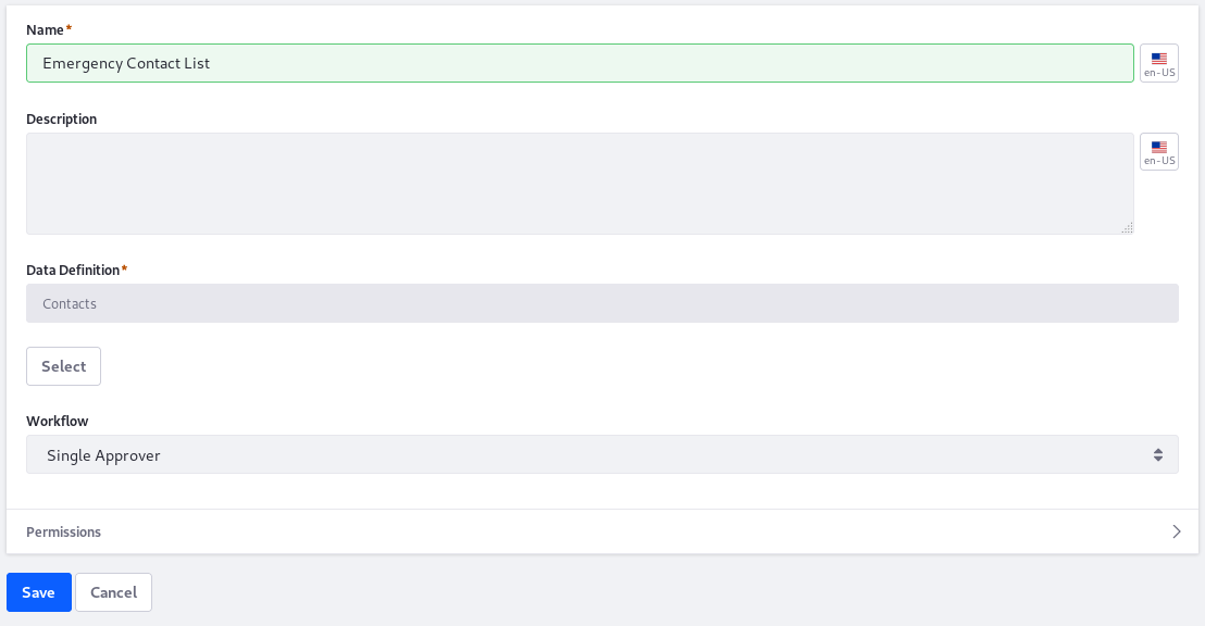 Figure 3: Activate workflow for each individual Dynamic Data List.