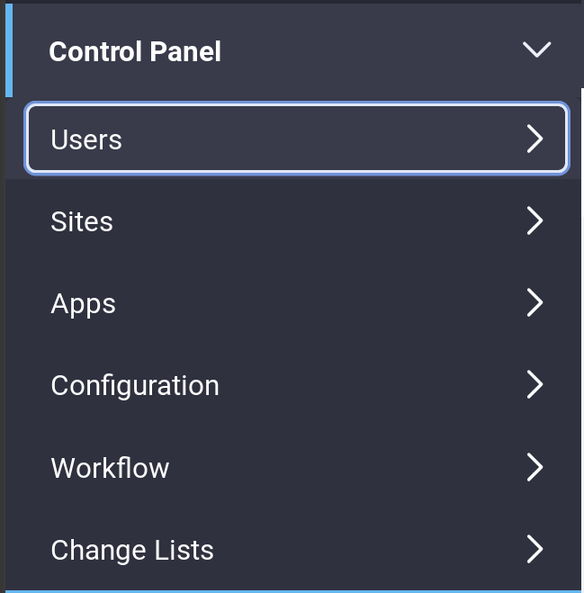 Figure 1: Administrators can access the Control Panel from the Product Menu.