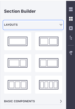 Figure 4: Sections Builder contains Component Fragments which are intended to be combined to create Sections.