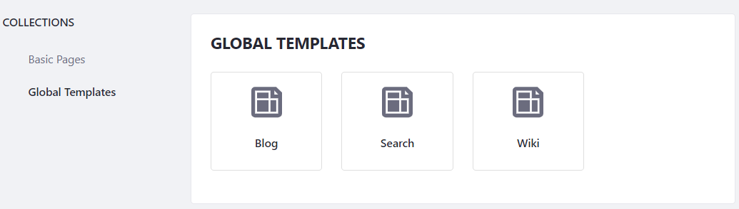 Figure 1: The Blog page template is already available for use along with the Search and Wiki page templates.