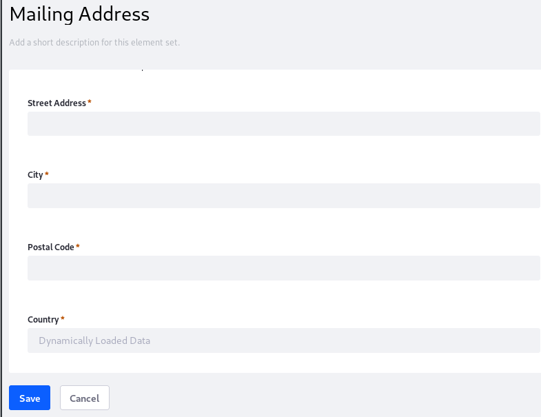 Figure 1: Creating Element Sets is just like creating Forms. You just cant publish them.